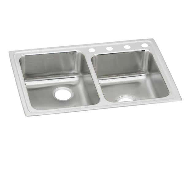 Lustertone Stainless Steel 33 X 22 X 6-1/2 Offset Double Bowl Top Mount Ada Sink